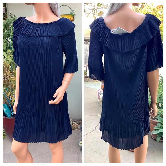 🎉HP NWT Sz6 “Francies Bardot” Ted Baker London Pleated Dress Shoulder Neckline - Picture 14 of 16